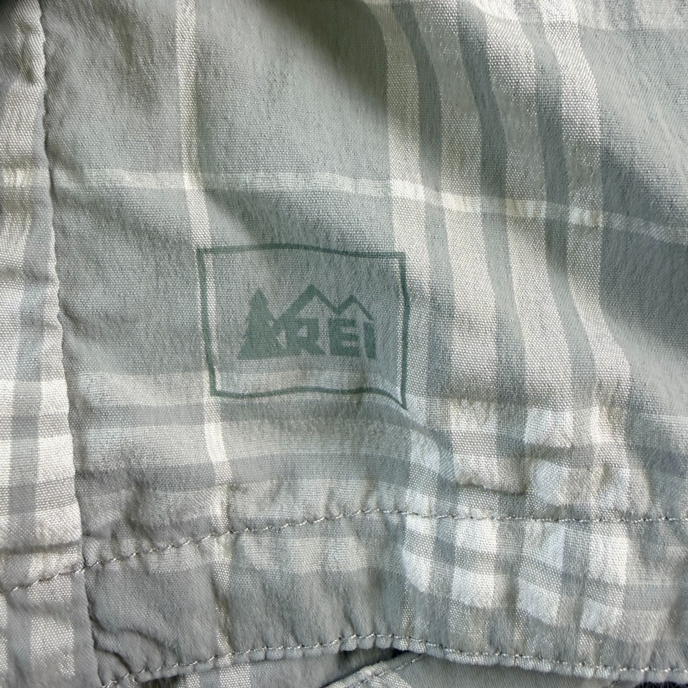 REI Co-op Hiking Shirt Womens Small Gray‎ Plaid Stretch Mesh Lined Snap Front - Picture 3 of 13